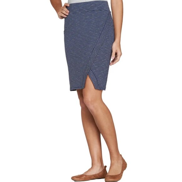 Toad & Co Moxie Skirt Blue‎ Lean Stripe Organic Striped Small Stretch Pocket $85 - Picture 1 of 10
